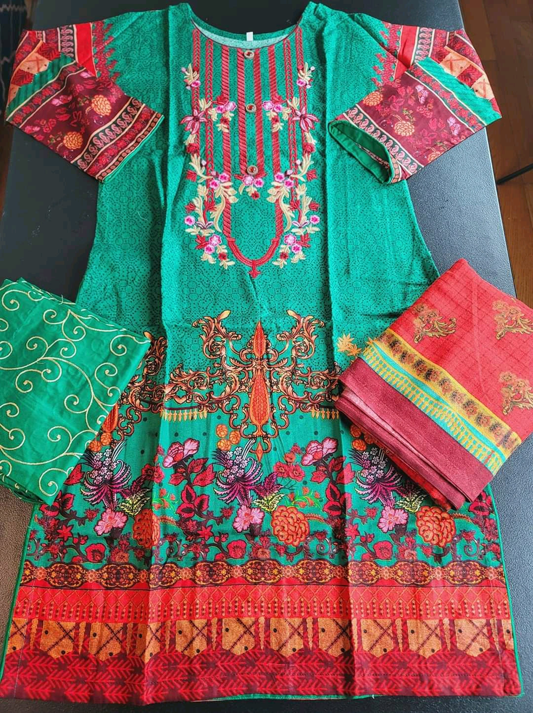 Pakistani linen Embroidered Salwar kameez Ready To Ship