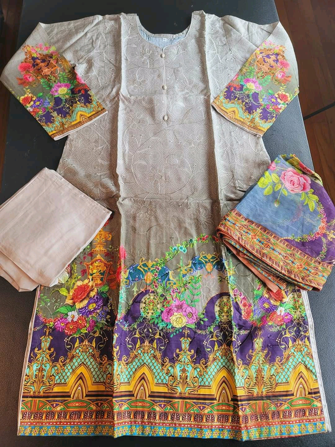 Pakistani linen Embroidered Salwar kameez Ready To Ship