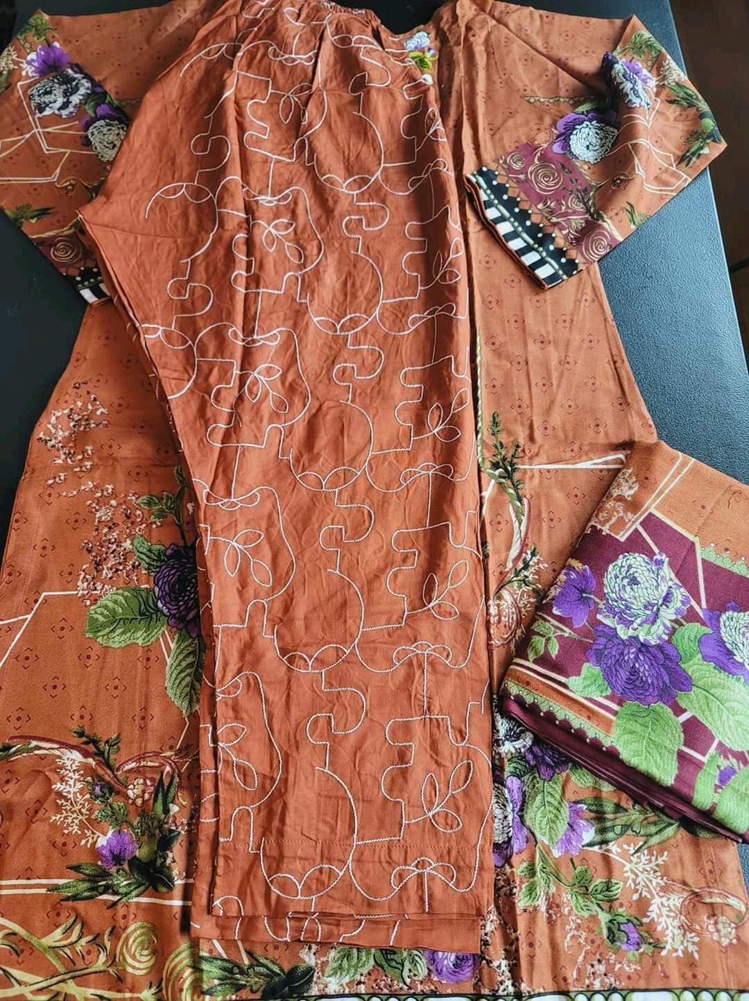 Pakistani linen Embroidered Salwar kameez Ready To Ship