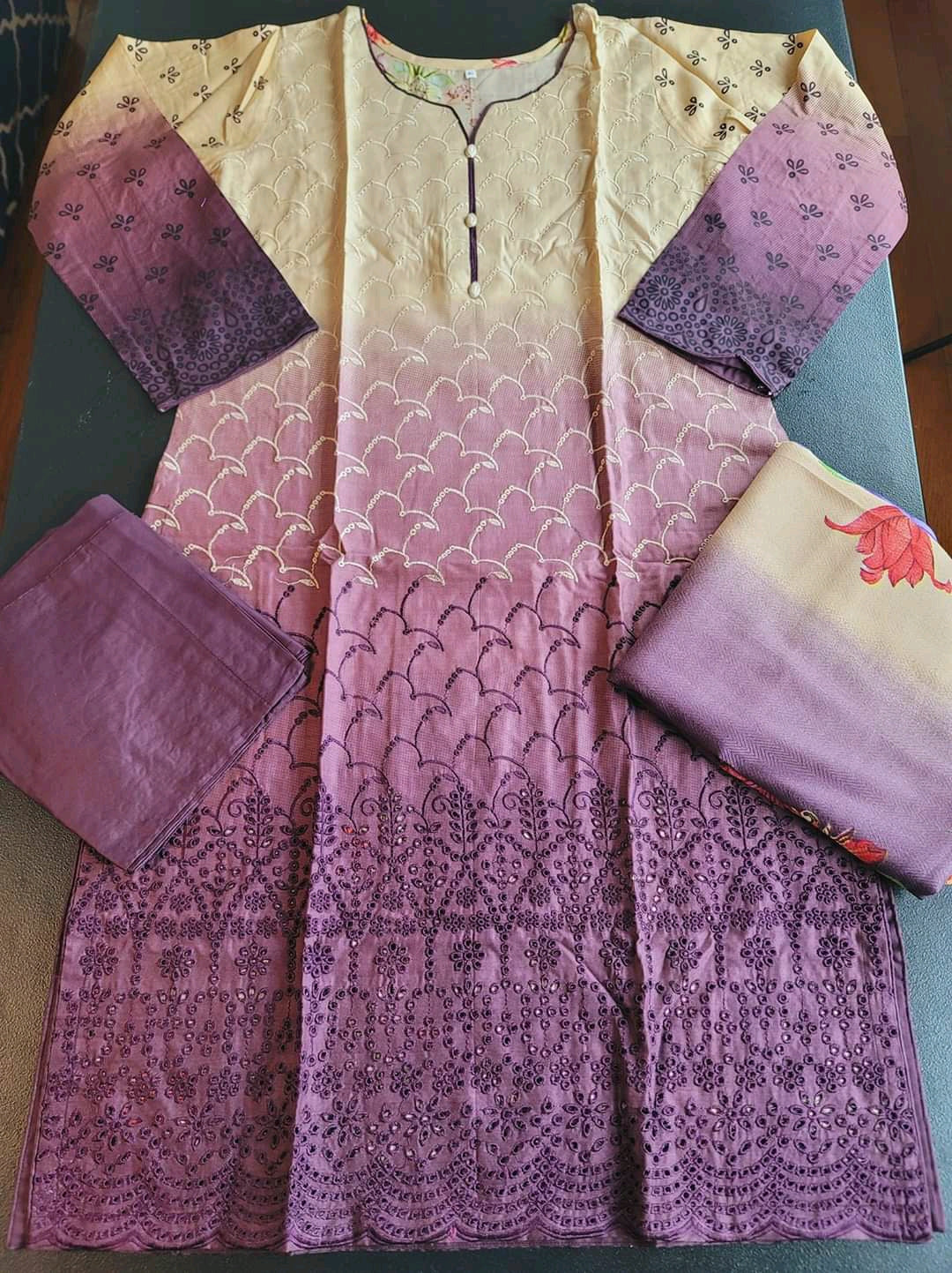 Pakistani linen Embroidered Salwar kameez Ready To Ship