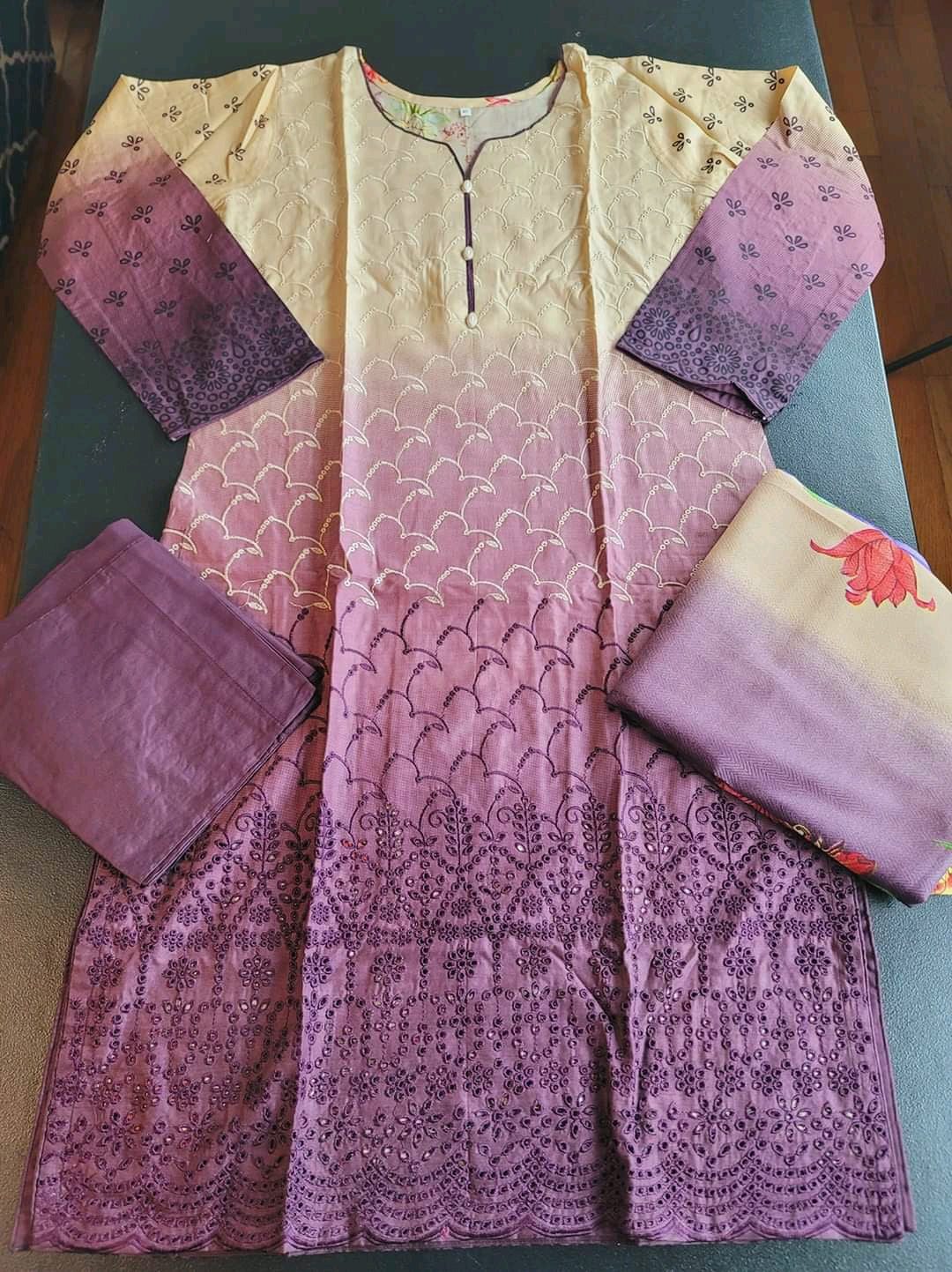 Pakistani linen Embroidered Salwar kameez Ready To Ship