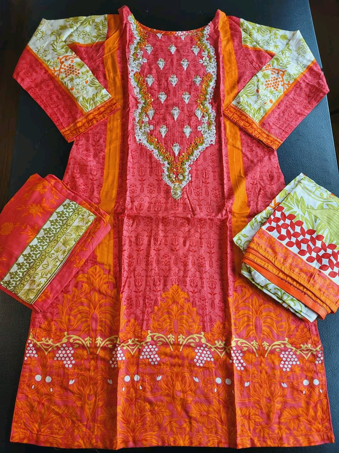 Pakistani linen Embroidered Salwar kameez Ready To Ship