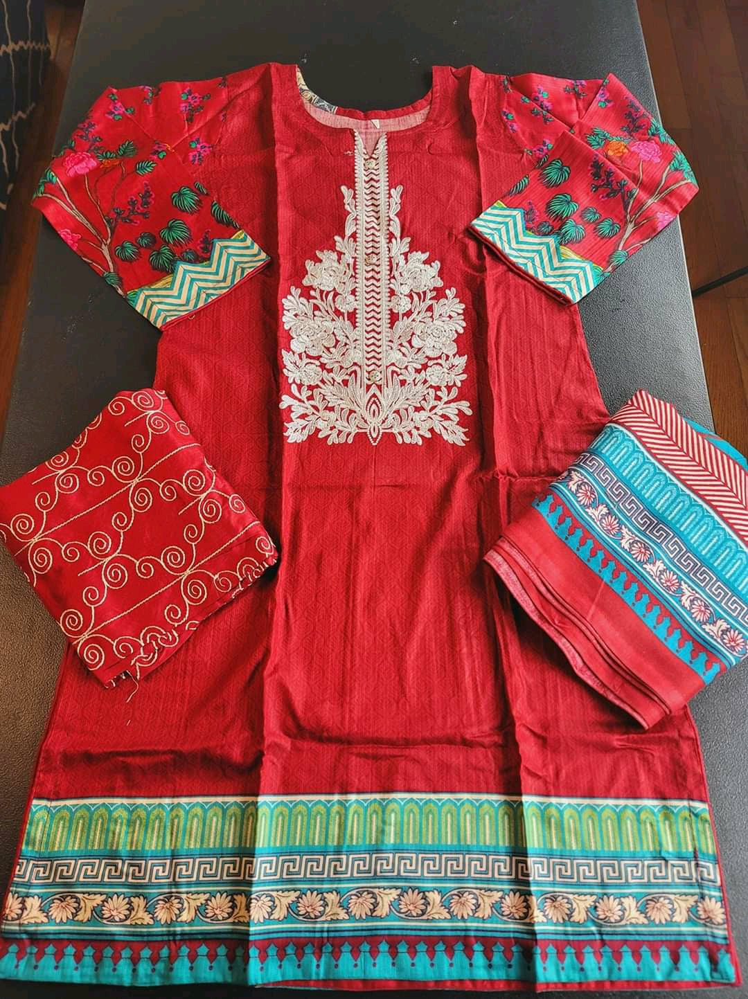 Pakistani linen Embroidered Salwar kameez Ready To Ship