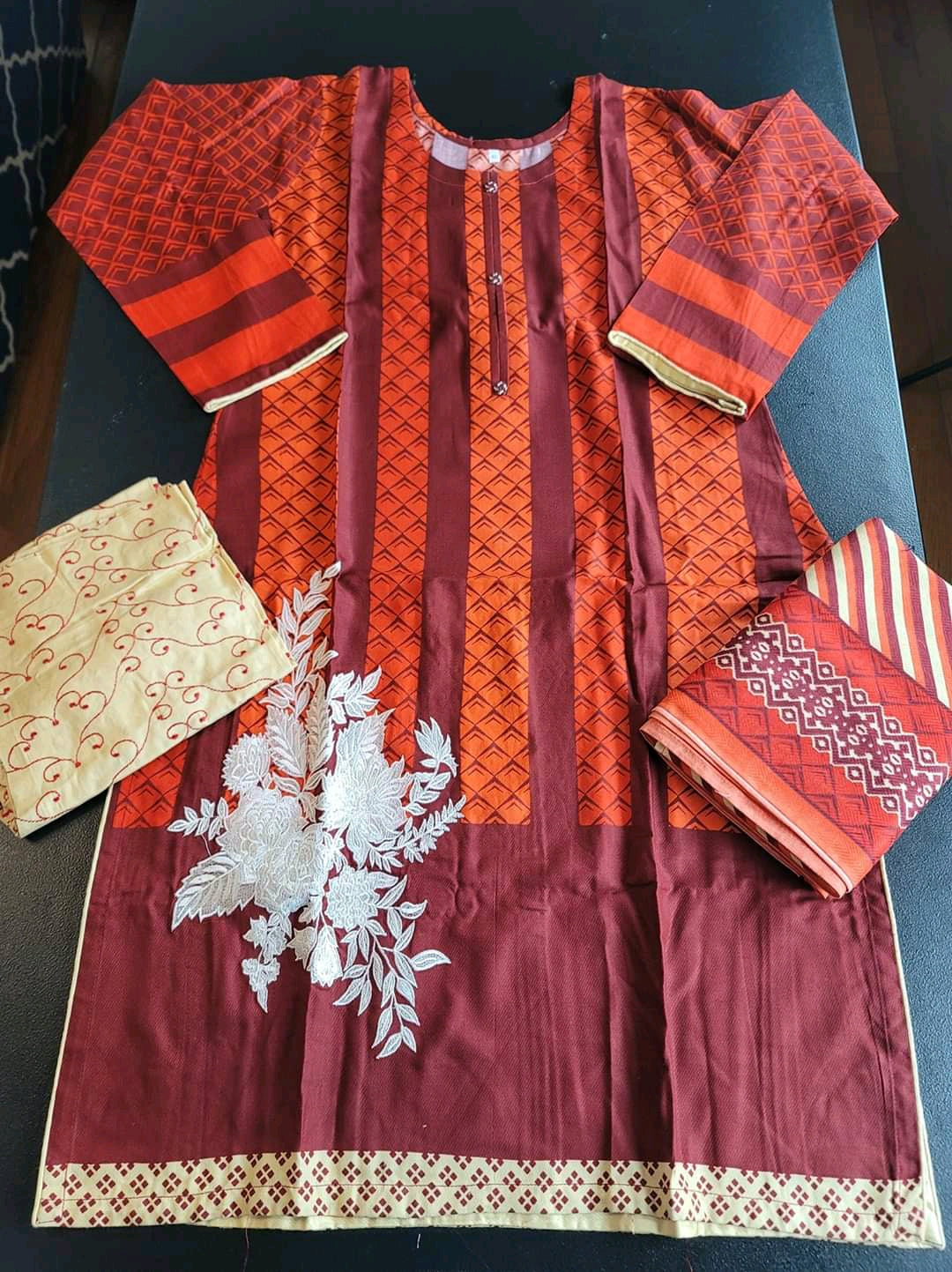 Pakistani linen Embroidered Salwar kameez Ready To Ship