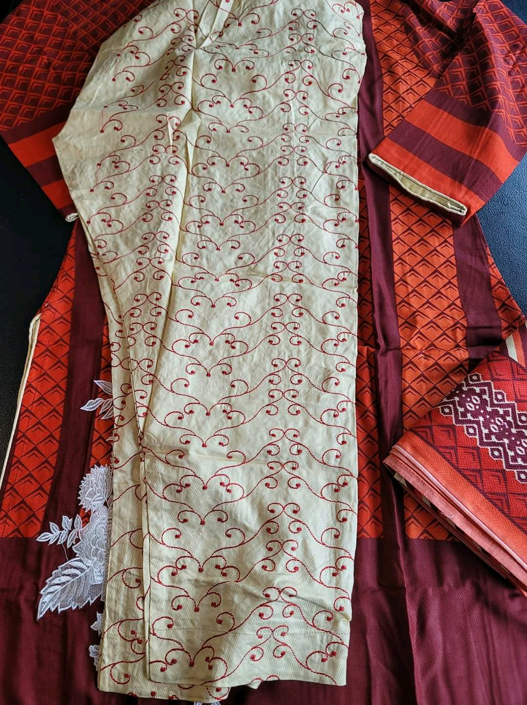 Pakistani linen Embroidered Salwar kameez Ready To Ship