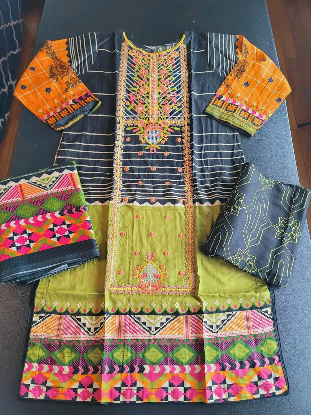 Pakistani linen Embroidered Salwar kameez Ready To Ship