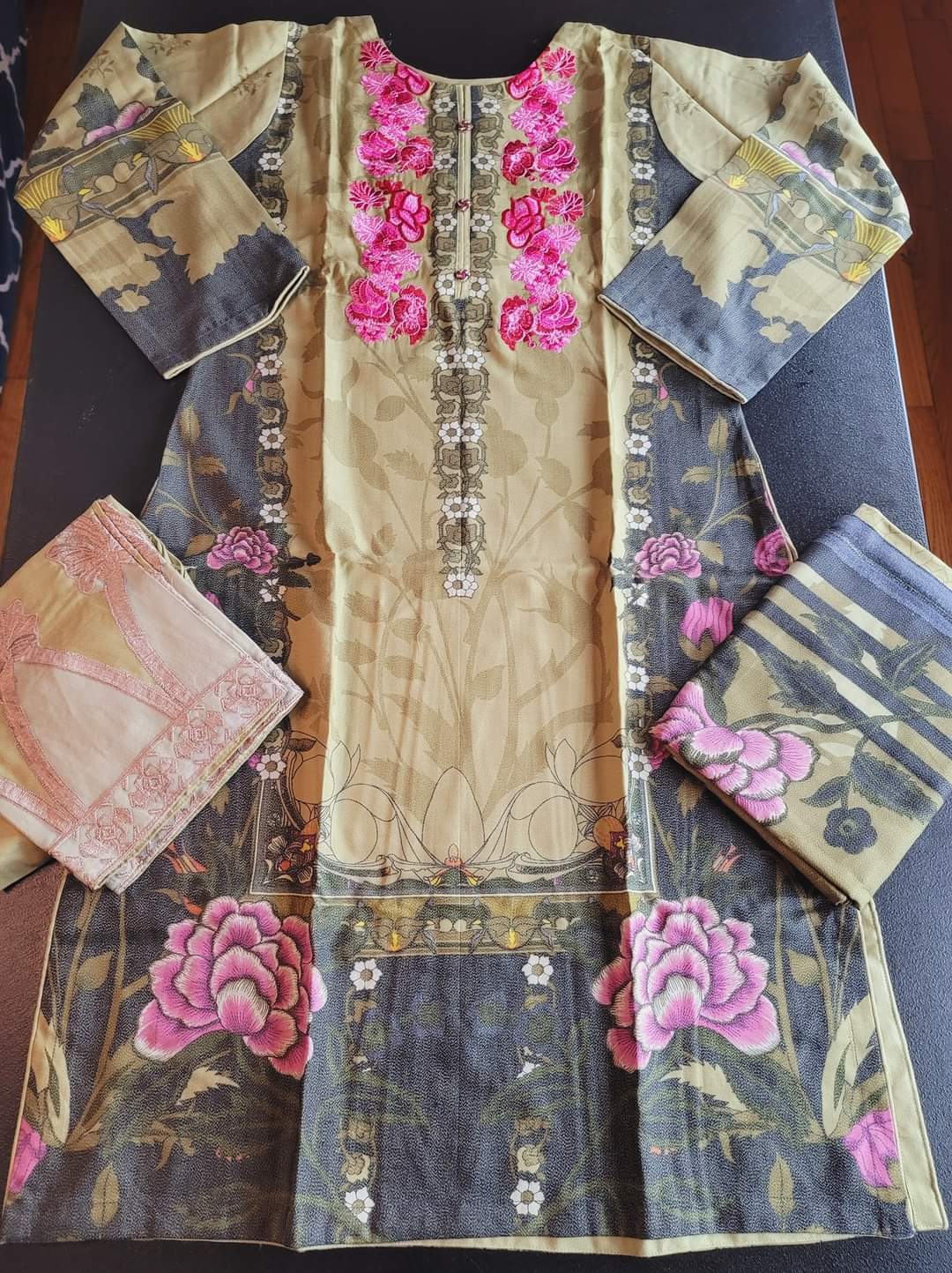 Pakistani linen Embroidered Salwar kameez Ready To Ship