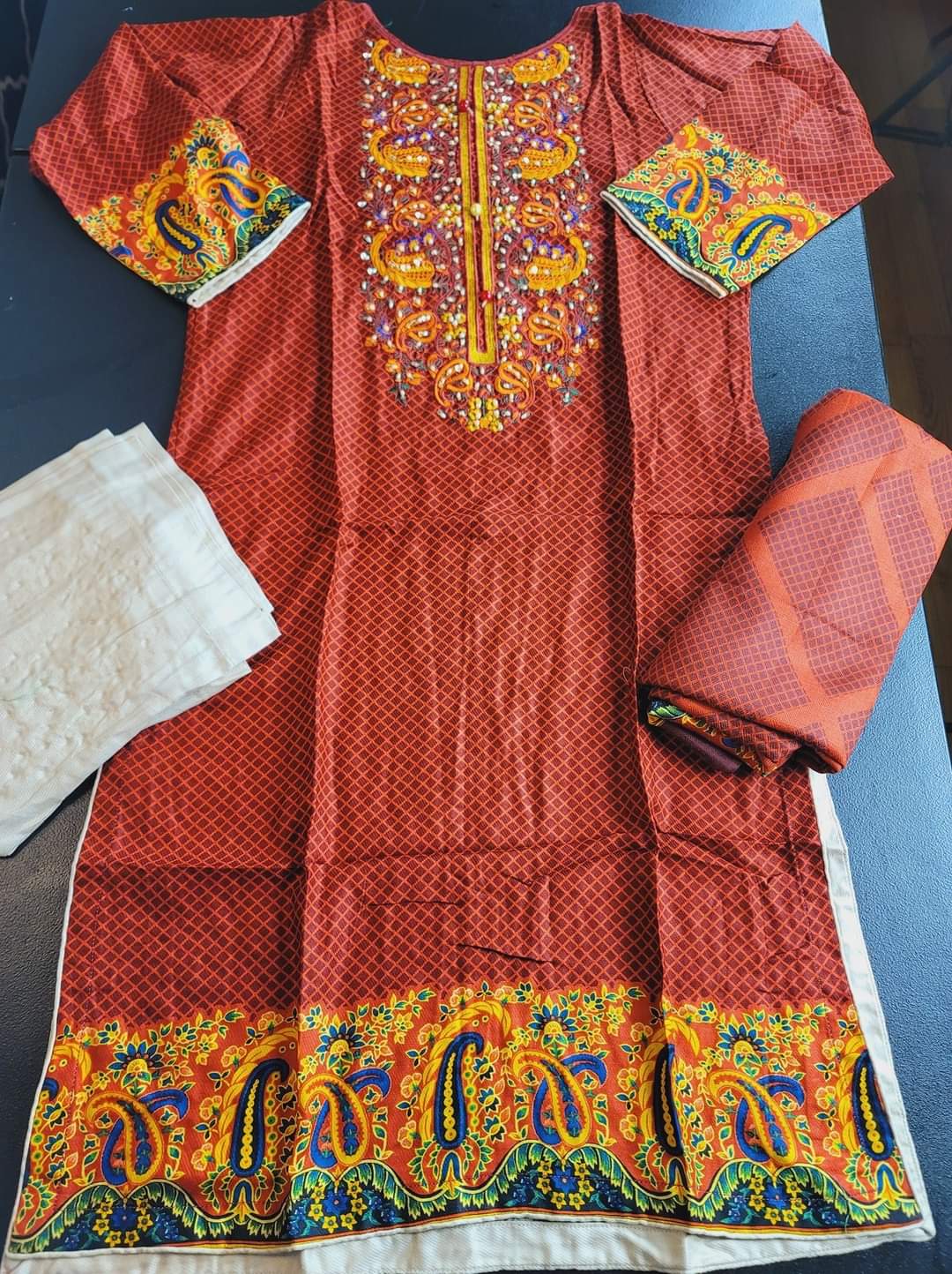 Pakistani linen Embroidered Salwar kameez Ready To Ship
