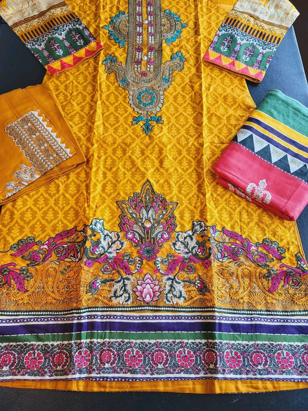 Pakistani Linen Embroidered Salwar kameez Ready To Ship