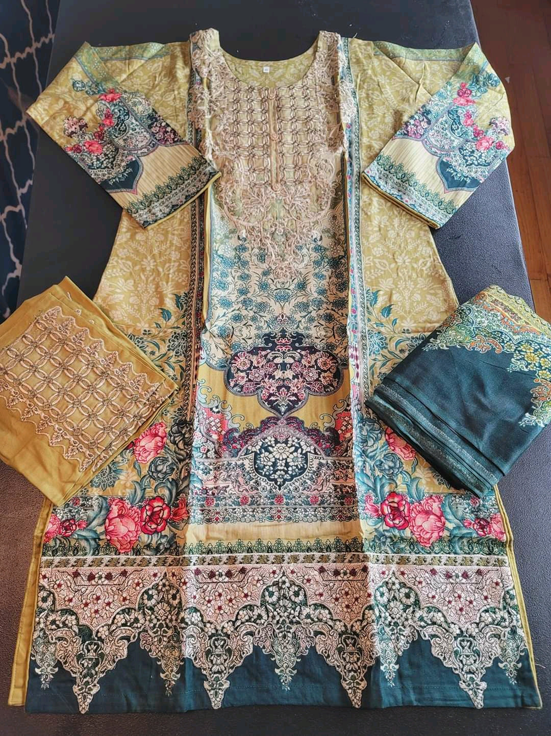 Pakistani Linen Embroidered Salwar kameez Ready To Ship