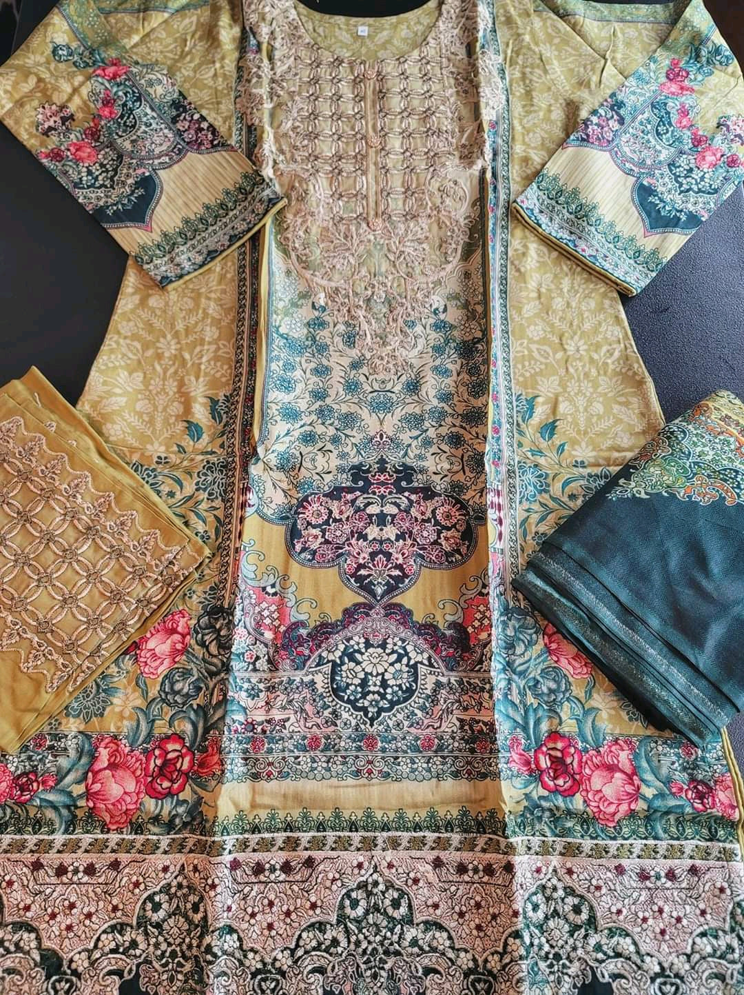 Pakistani Linen Embroidered Salwar kameez Ready To Ship