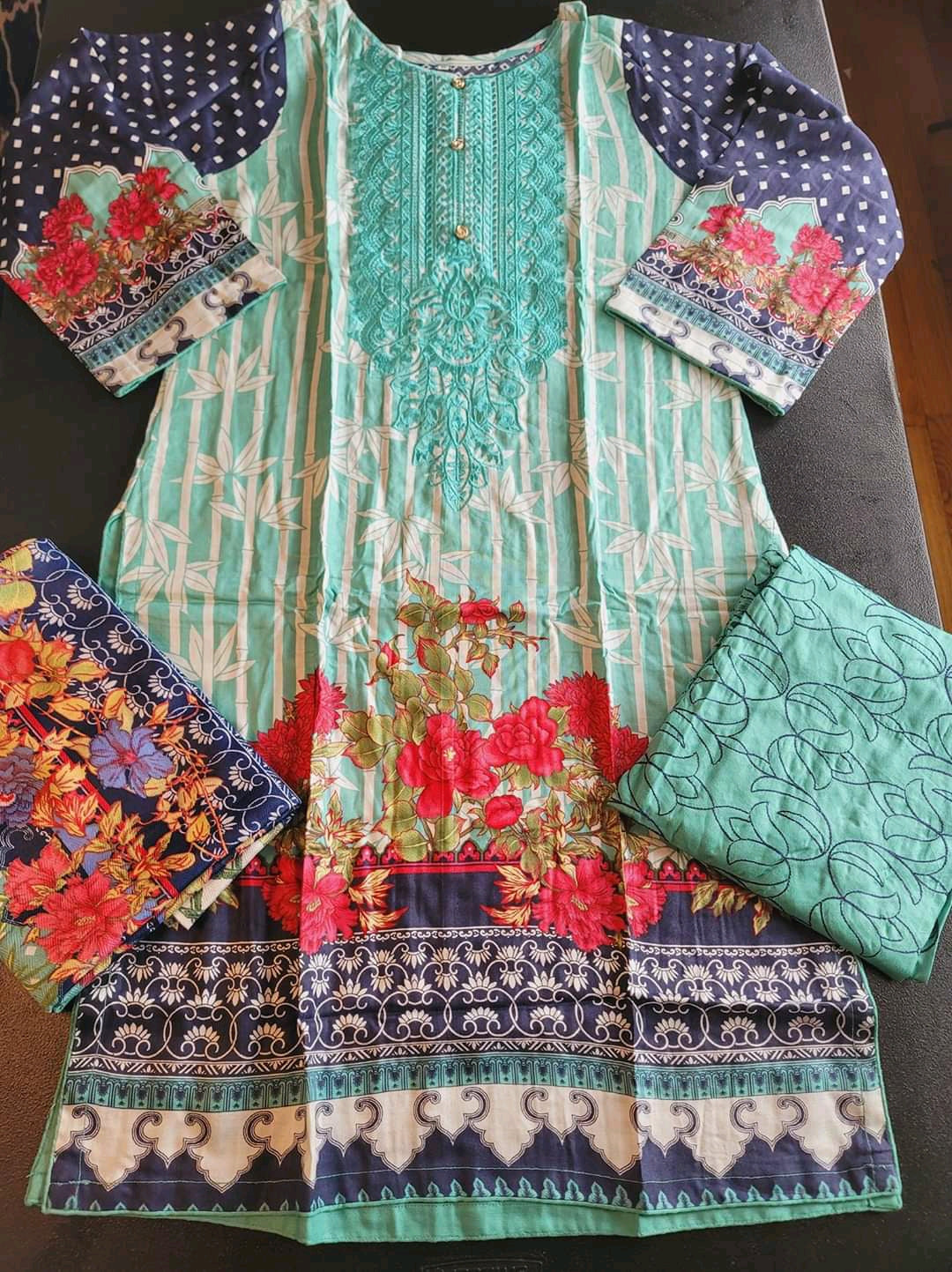 Pakistani Linen Embroidered Salwar kameez Ready To Ship