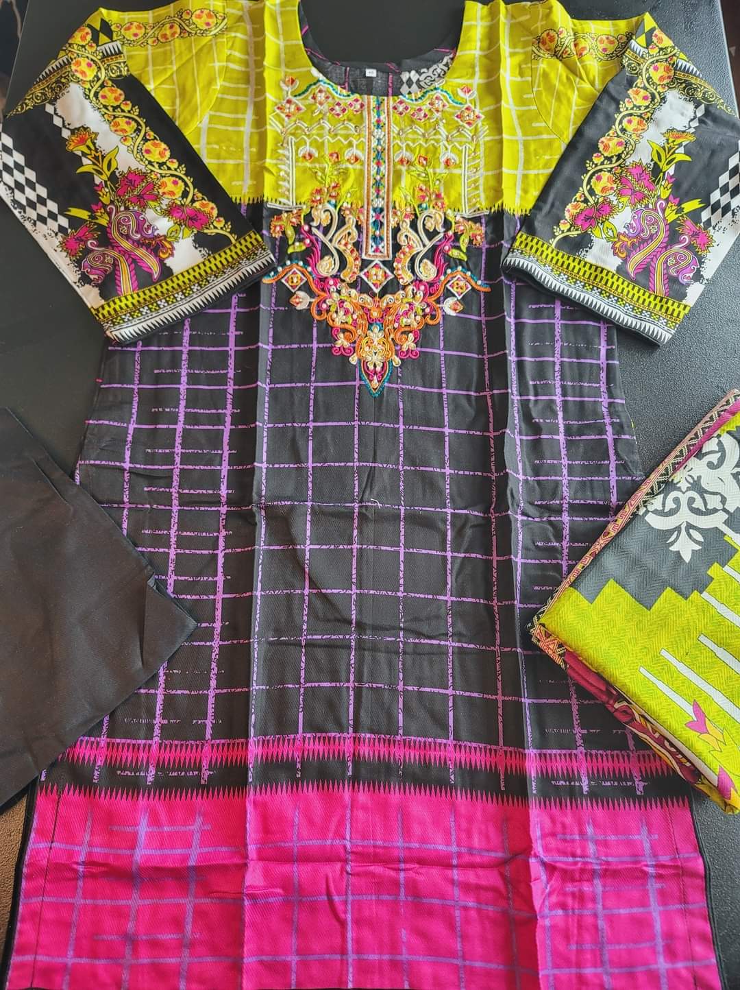 Pakistani Linen Embroidered Salwar kameez Ready To Ship