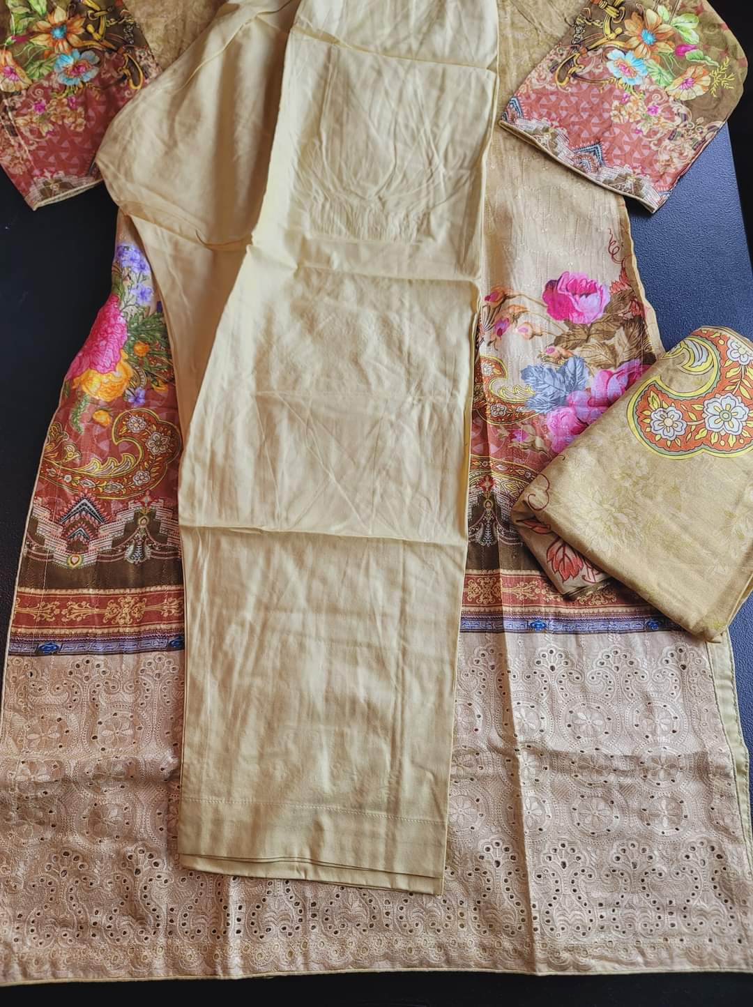 Pakistani Linen Chickenkari Embroidered Salwar kameez Ready To Ship