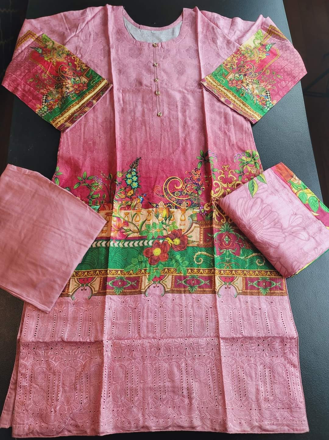 Pakistani Linen Chickenkari Embroidered Salwar kameez Ready To Ship