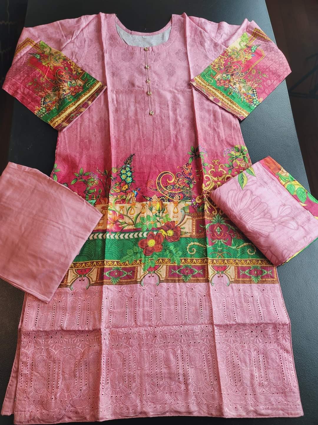 Pakistani Linen Chickenkari Embroidered Salwar kameez Ready To Ship