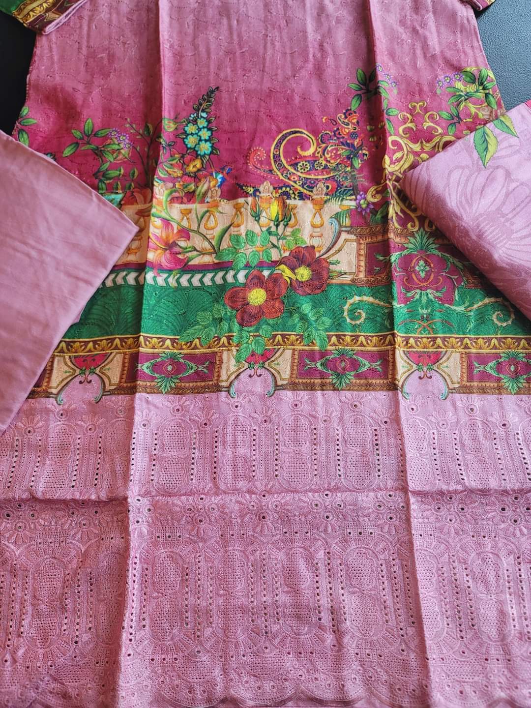 Pakistani Linen Chickenkari Embroidered Salwar kameez Ready To Ship