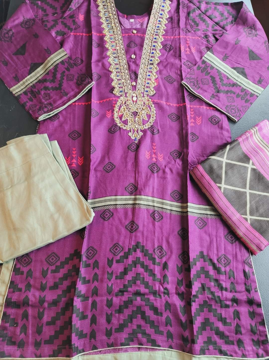 Pakistani Linen Embroidered Salwar kameez Ready To Ship