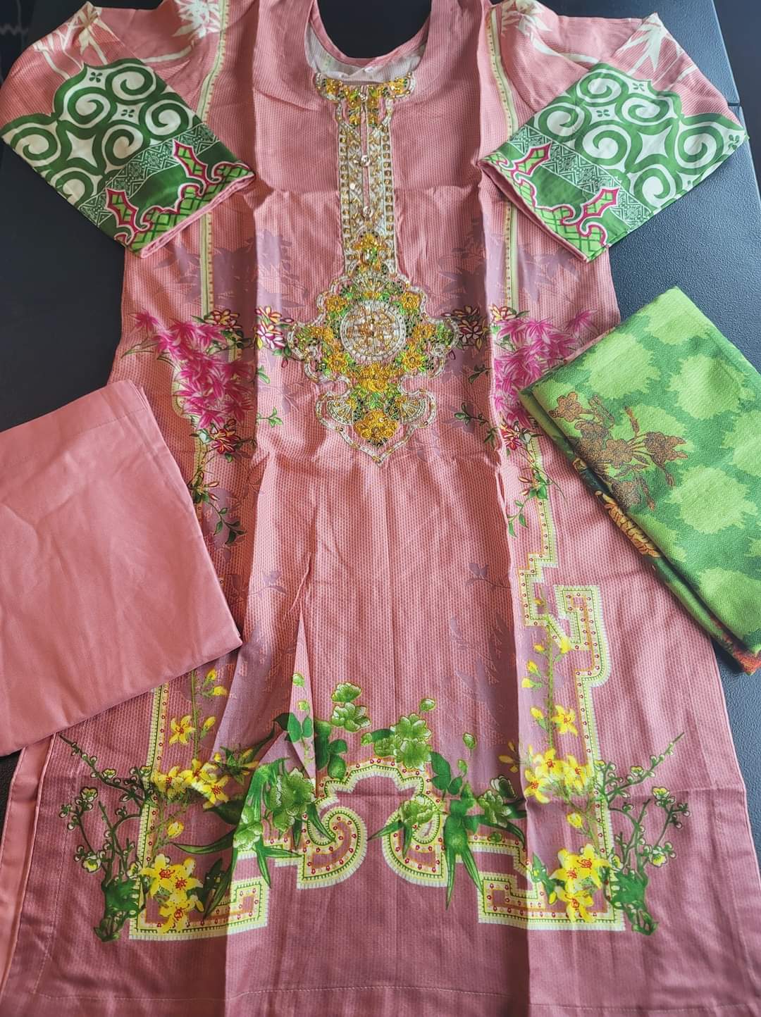 Pakistani Linen Embroidered Salwar kameez Ready To Ship