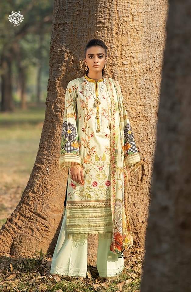 Mishaal Lawn Embroidered Collection by Guljee-100% Original Guaranteed