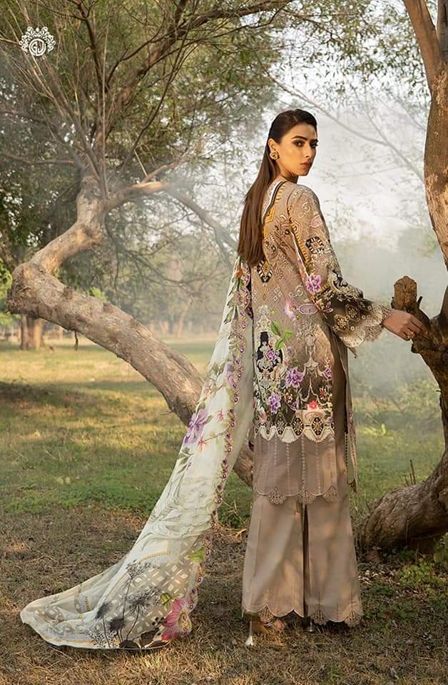 Mishaal Lawn Embroidered Collection by Guljee-100% Original Guaranteed