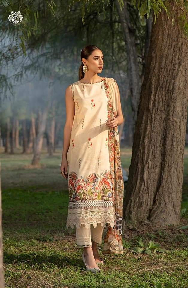 Mishaal Lawn Embroidered Collection by Guljee-100% Original Guaranteed