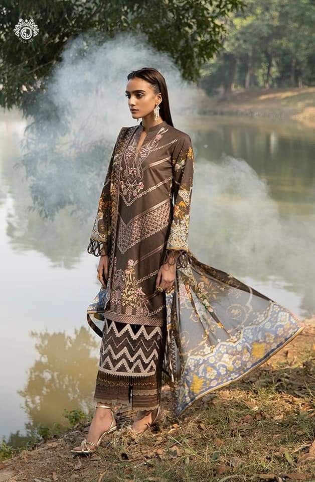 Mishaal Lawn Embroidered Collection by Guljee-100% Original Guaranteed