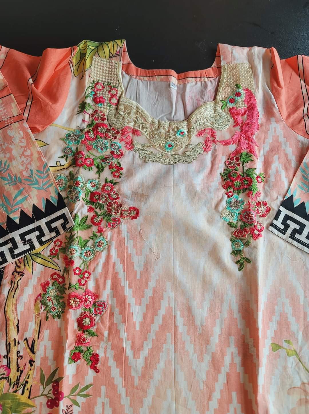 Indian Cotton Stitched Embroidery Suit Ready To Ship