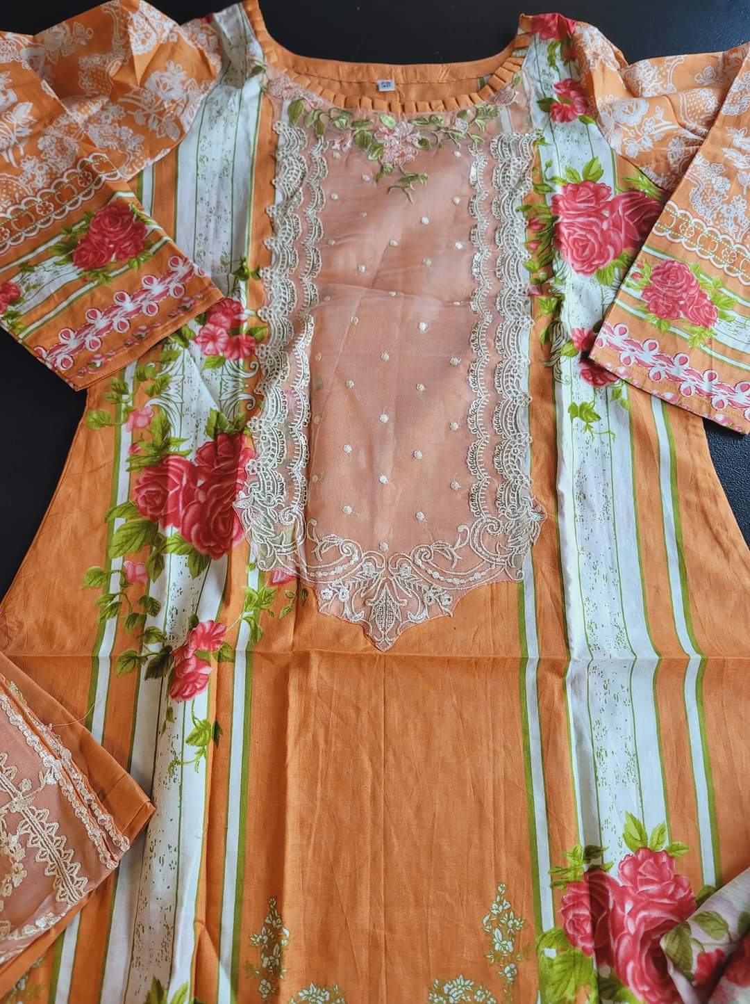 Indian Cotton Stitched Embroidery Suit Ready To Ship