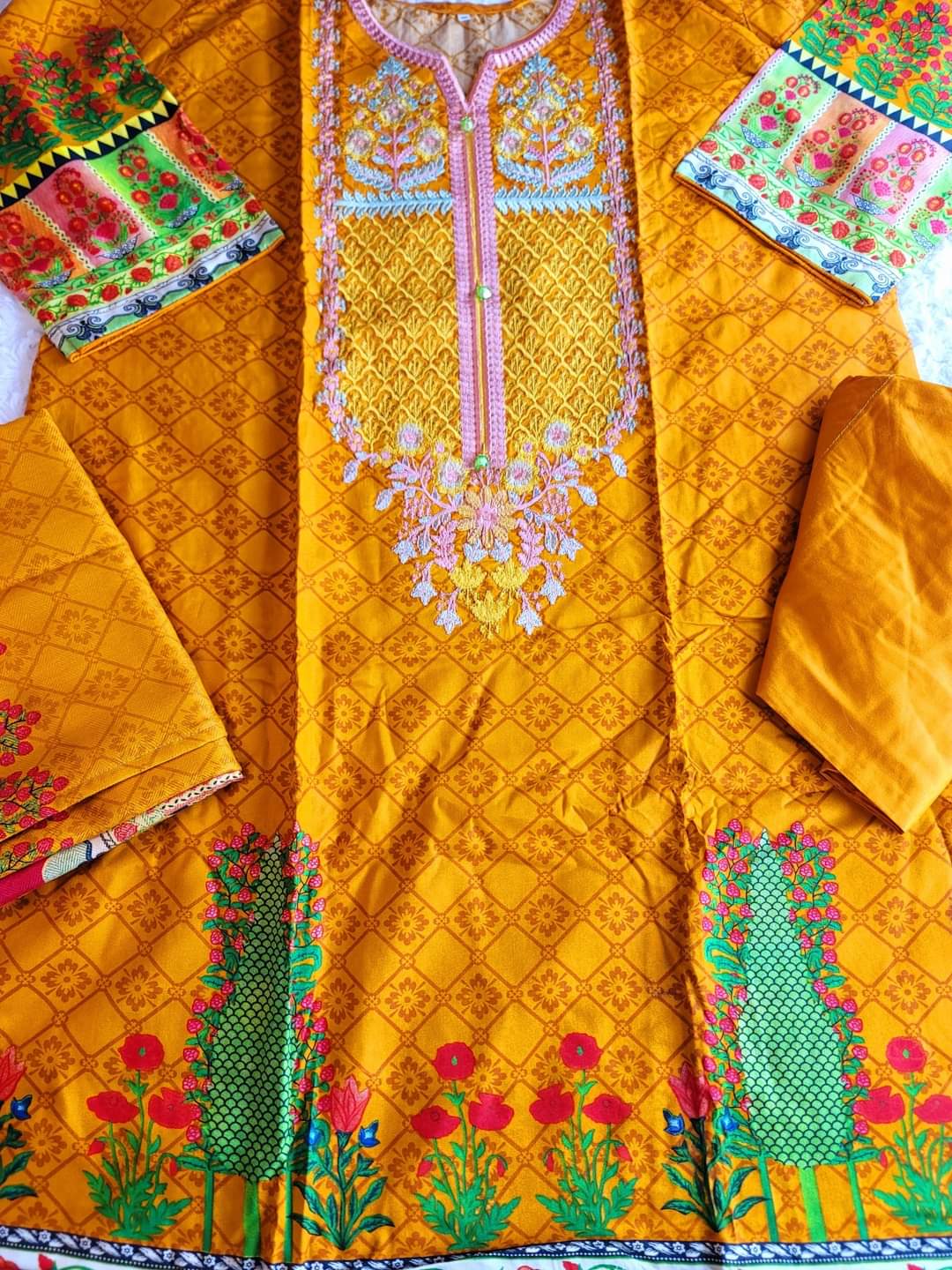 Pakistani Linen Embroidered Salwar kameez Ready To Ship