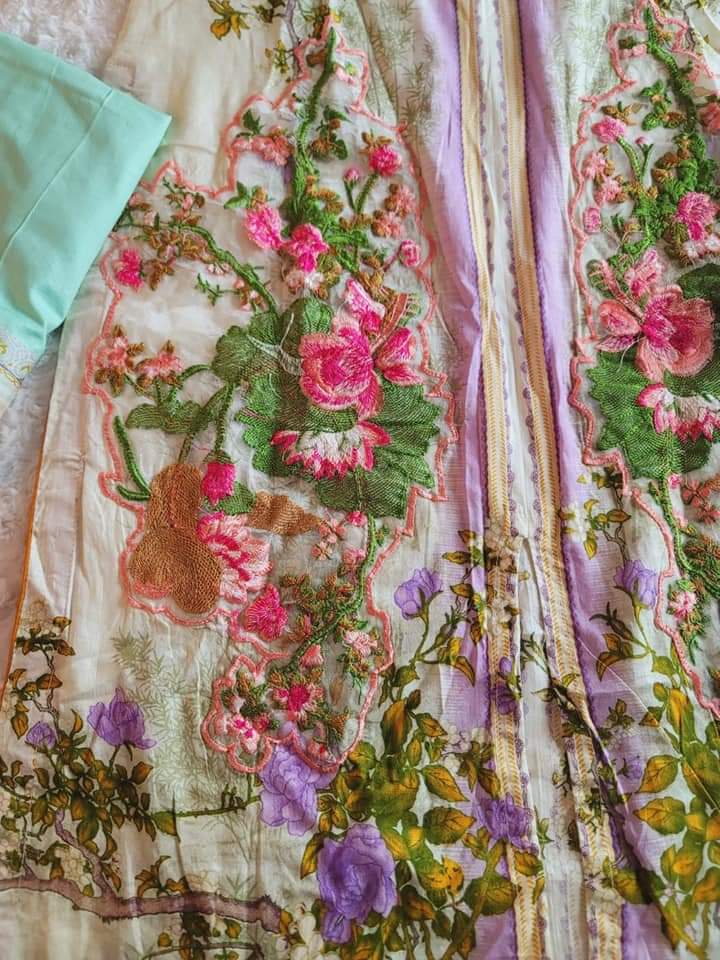 Pakistani lawn Embroidered Salwar kameez Ready To Ship