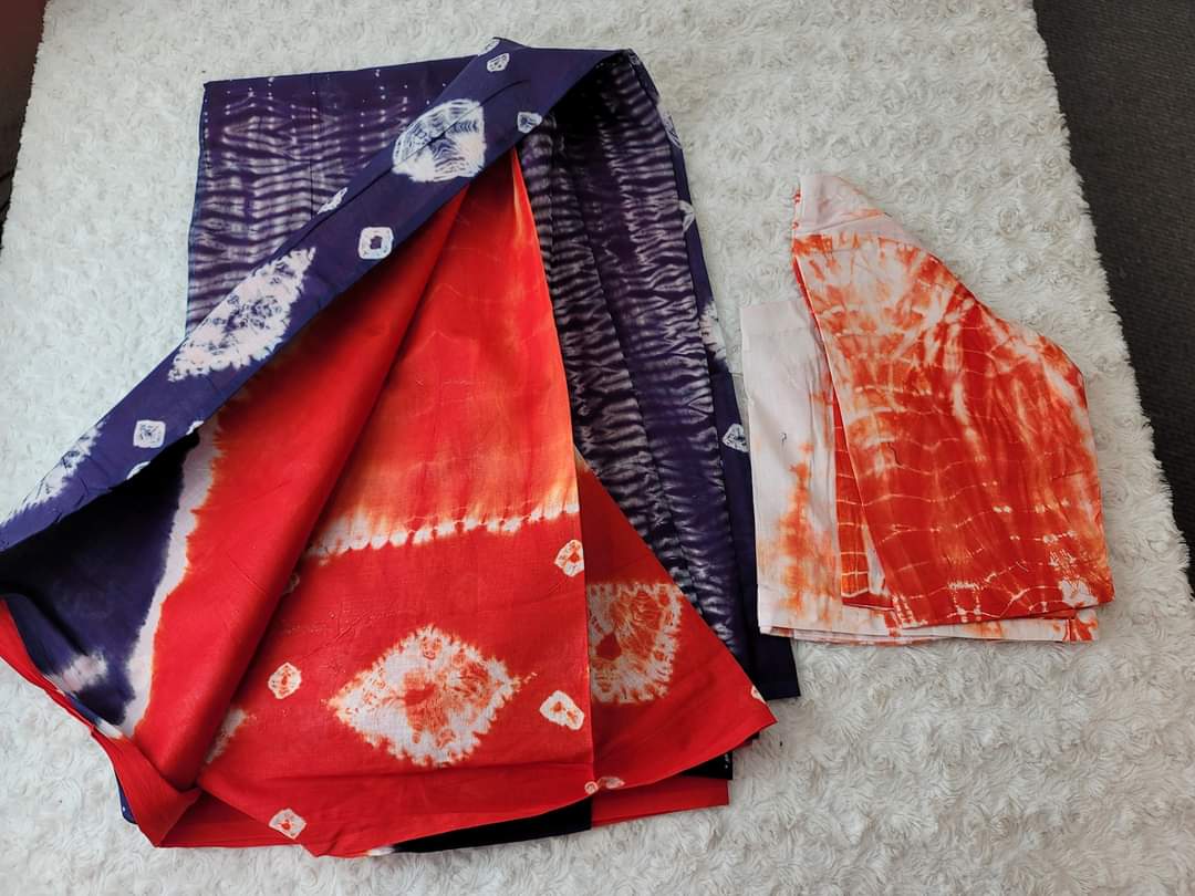 Cotton batik saree with stiched blouse