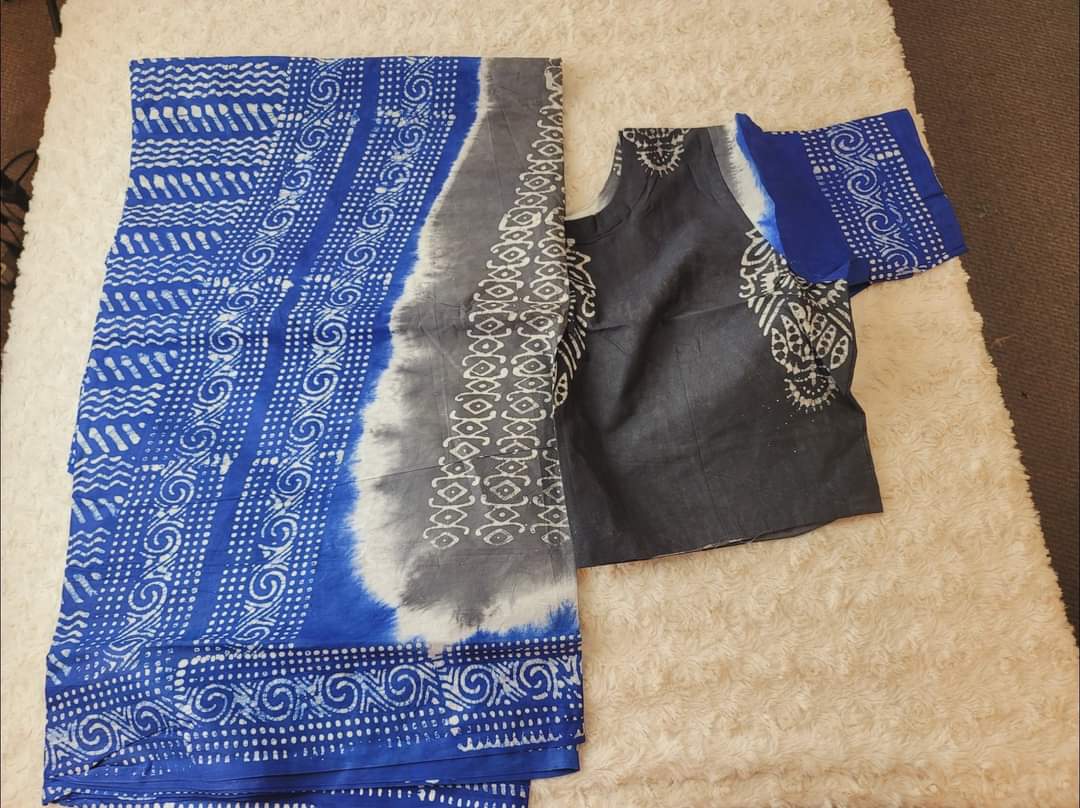 Cotton batik saree with stiched blouse