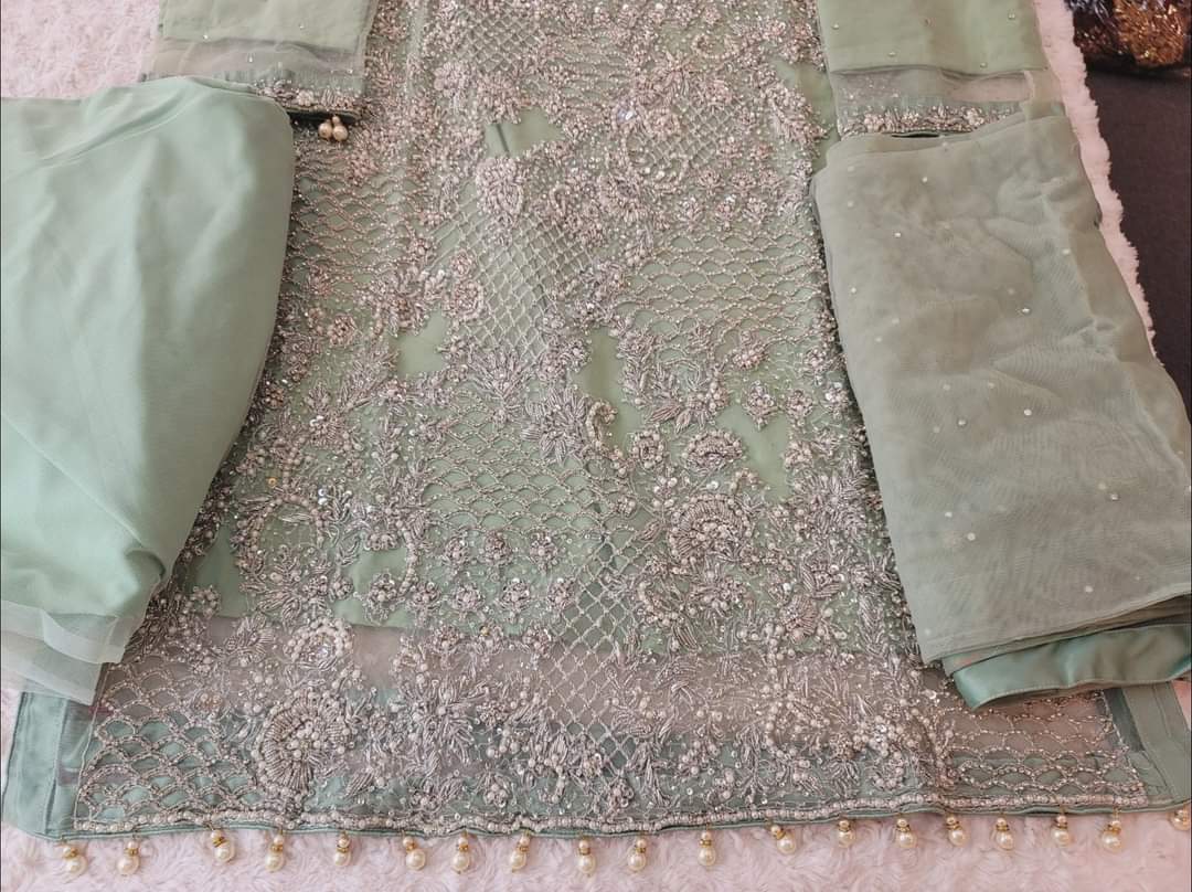 Eid special Pakistani orginal full zardosi work boutique dress with skirt-100% original guaranteed