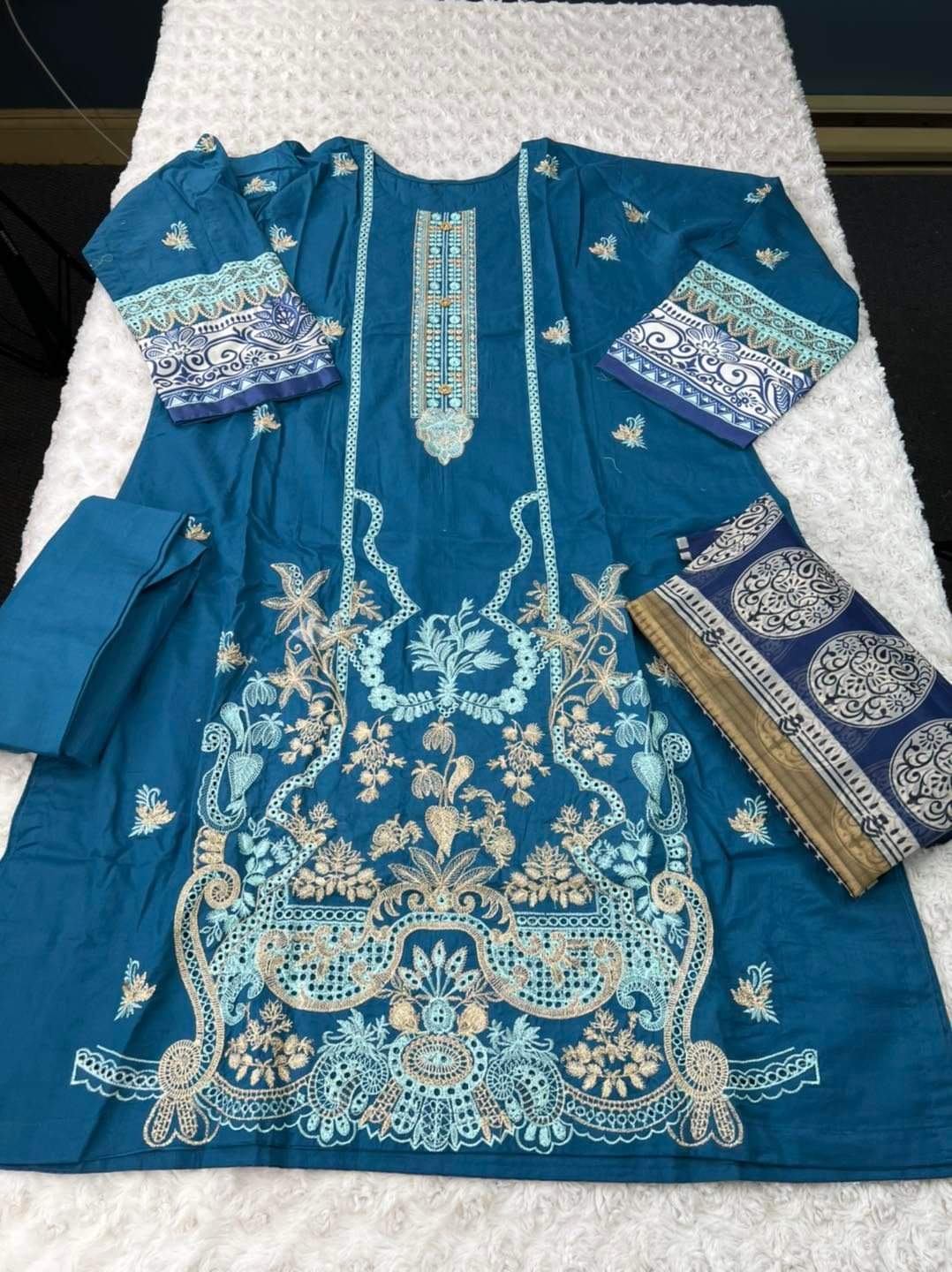 Pakistani Stitched Embroidery Lawn Suit Ready To Ship