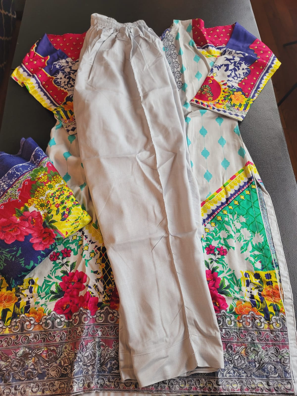 Pakistani Stitched Embroidery Linen Suit Ready To Ship