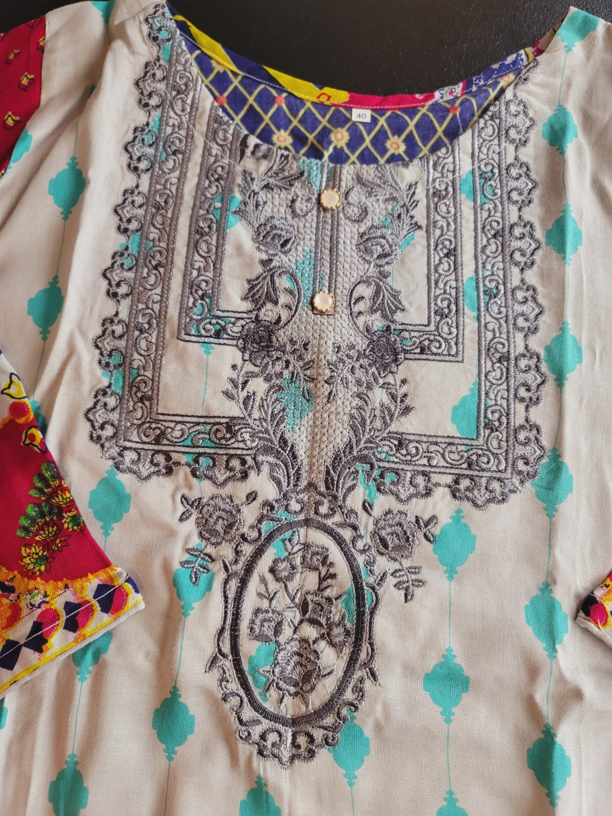 Pakistani Stitched Embroidery Linen Suit Ready To Ship