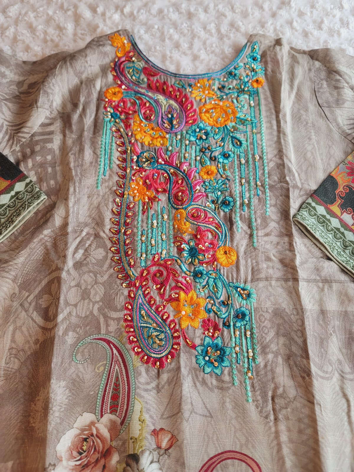 Pakistani Linen Embroidered Salwar kameez Ready To Ship