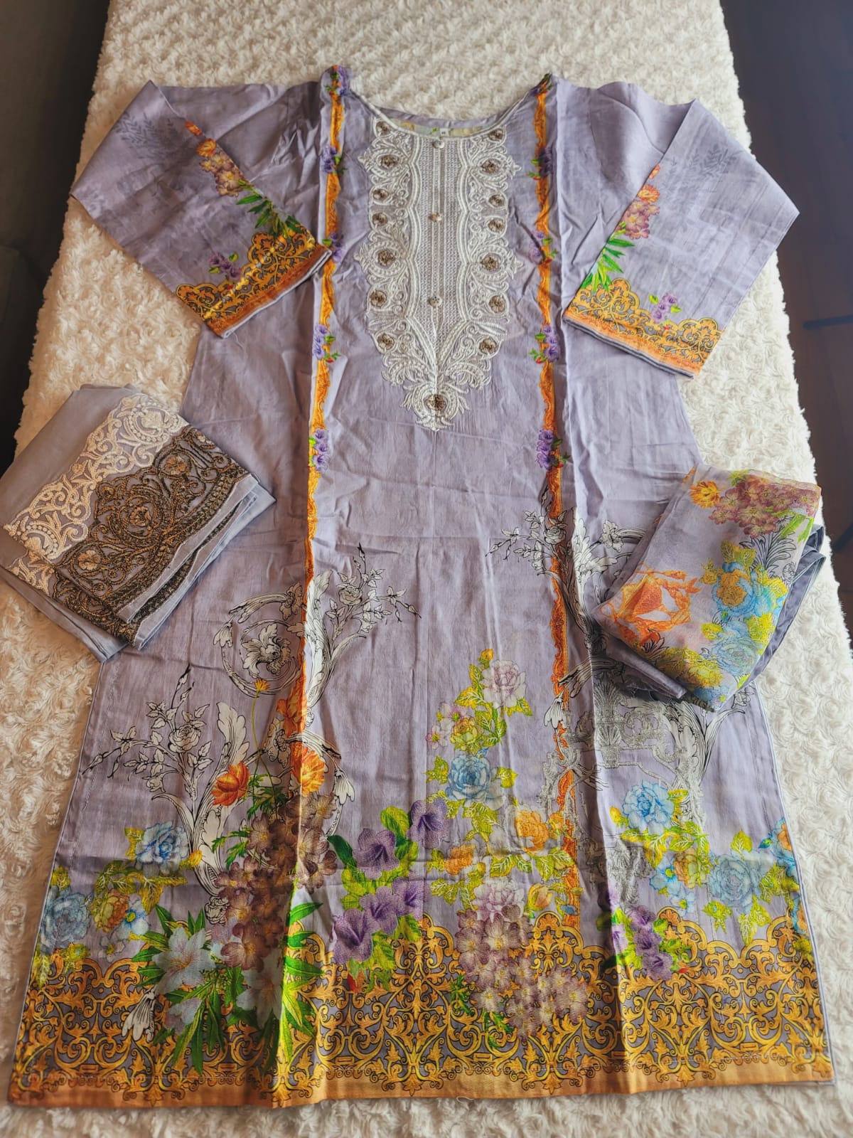 Pakistani lawn Embroidered Salwar kameez Ready To Ship