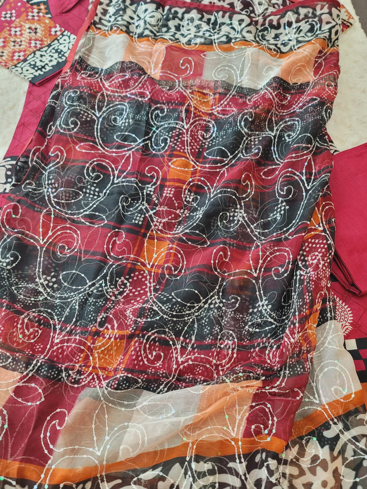 Pakistani lawn Embroidered Salwar kameez Ready To Ship