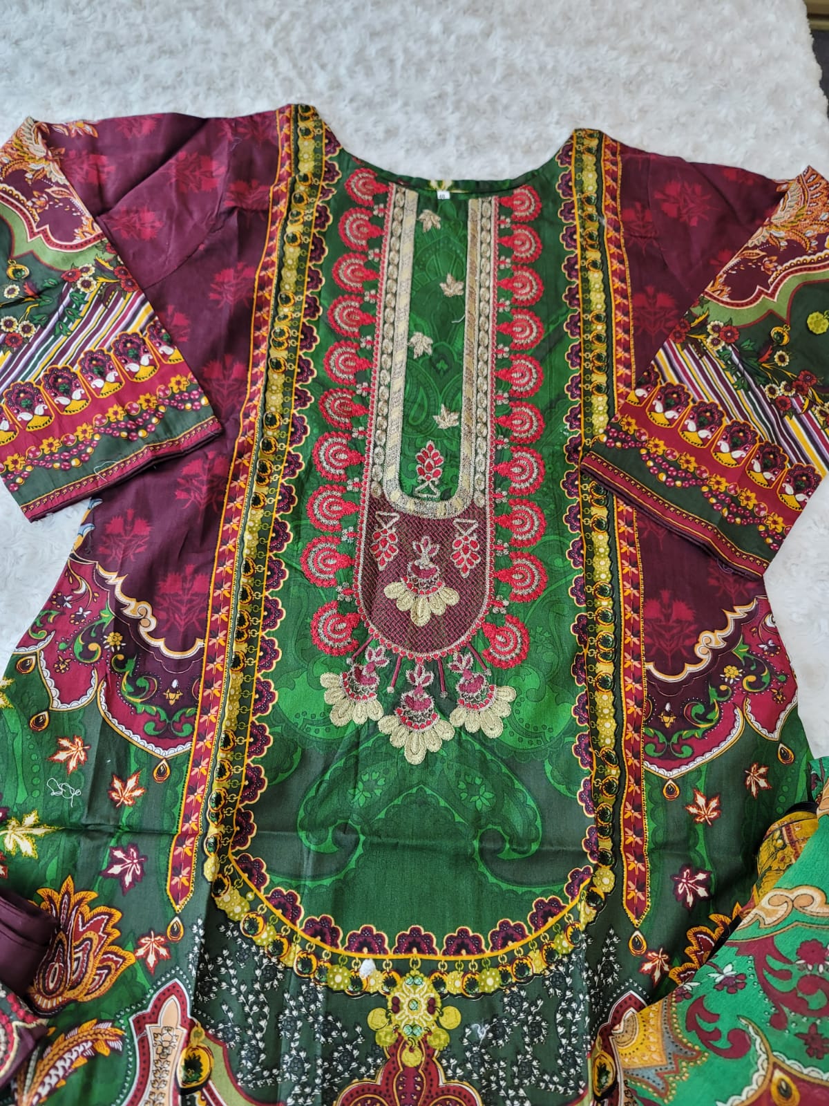 Pakistani stitched lawn Embroidered Salwar kameez ready to ship