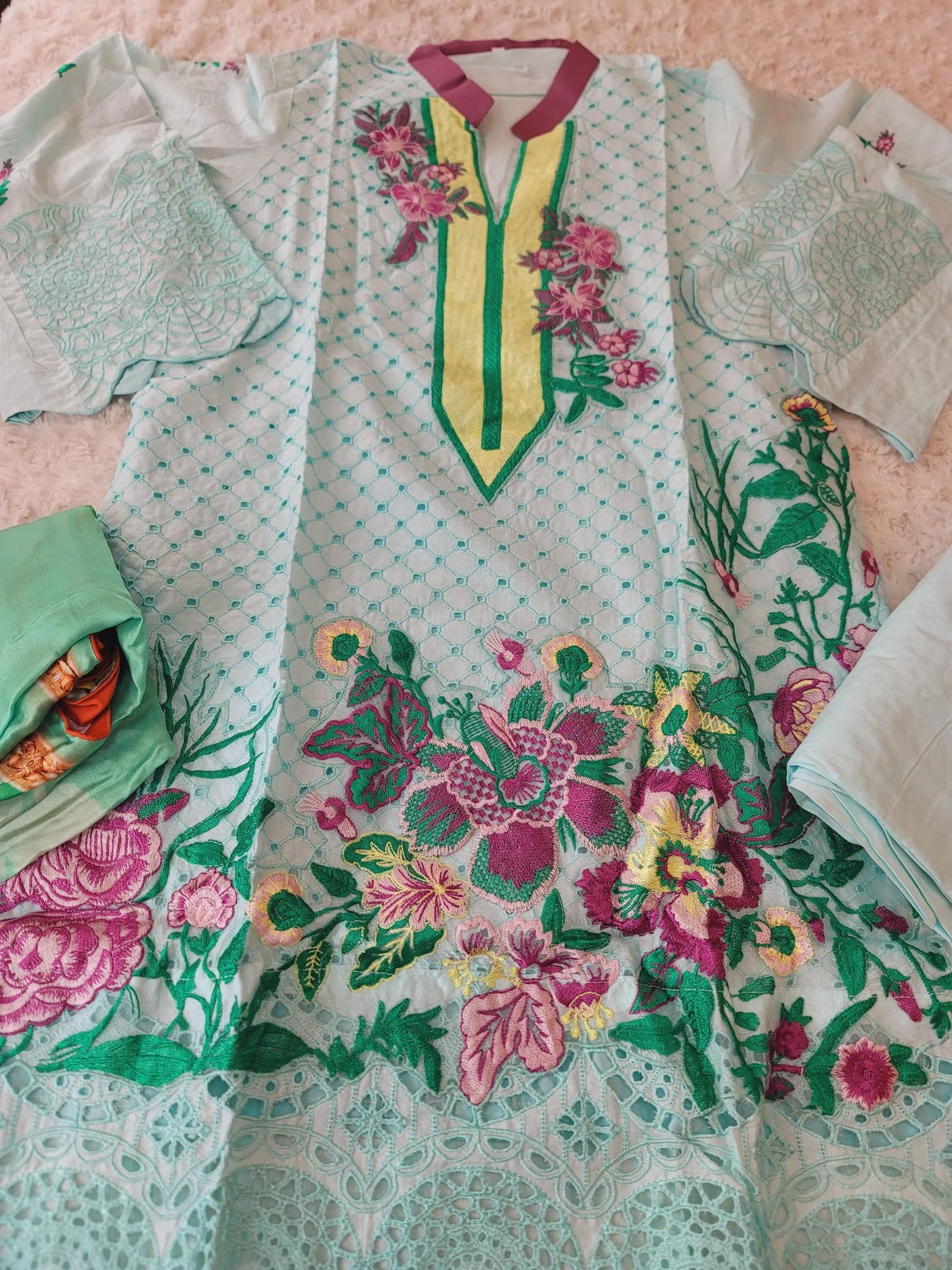 Pakistani Stitched Embroidery Lawn Suit Ready To Ship