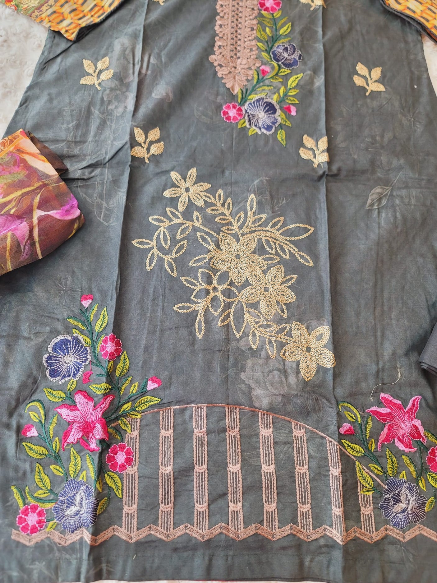 Pakistani Stitched lawn Embroidered Salwar kameez ready to ship