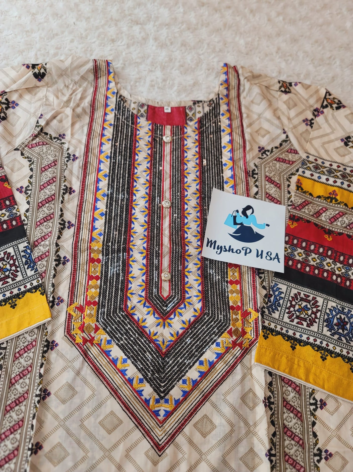 Pakistani Stitched lawn Embroidered Salwar kameez ready to ship