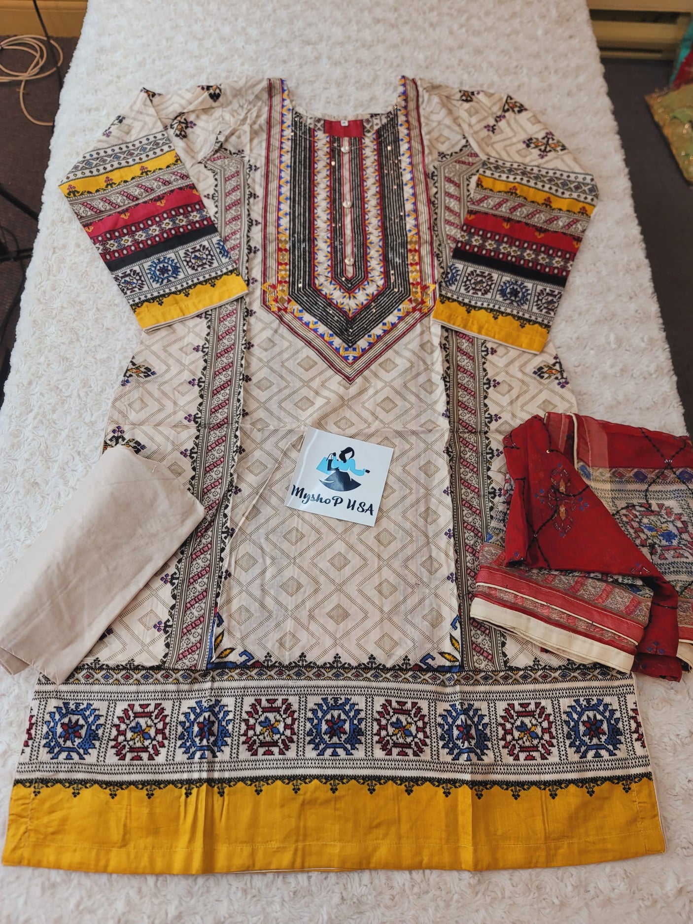 Pakistani Stitched lawn Embroidered Salwar kameez ready to ship