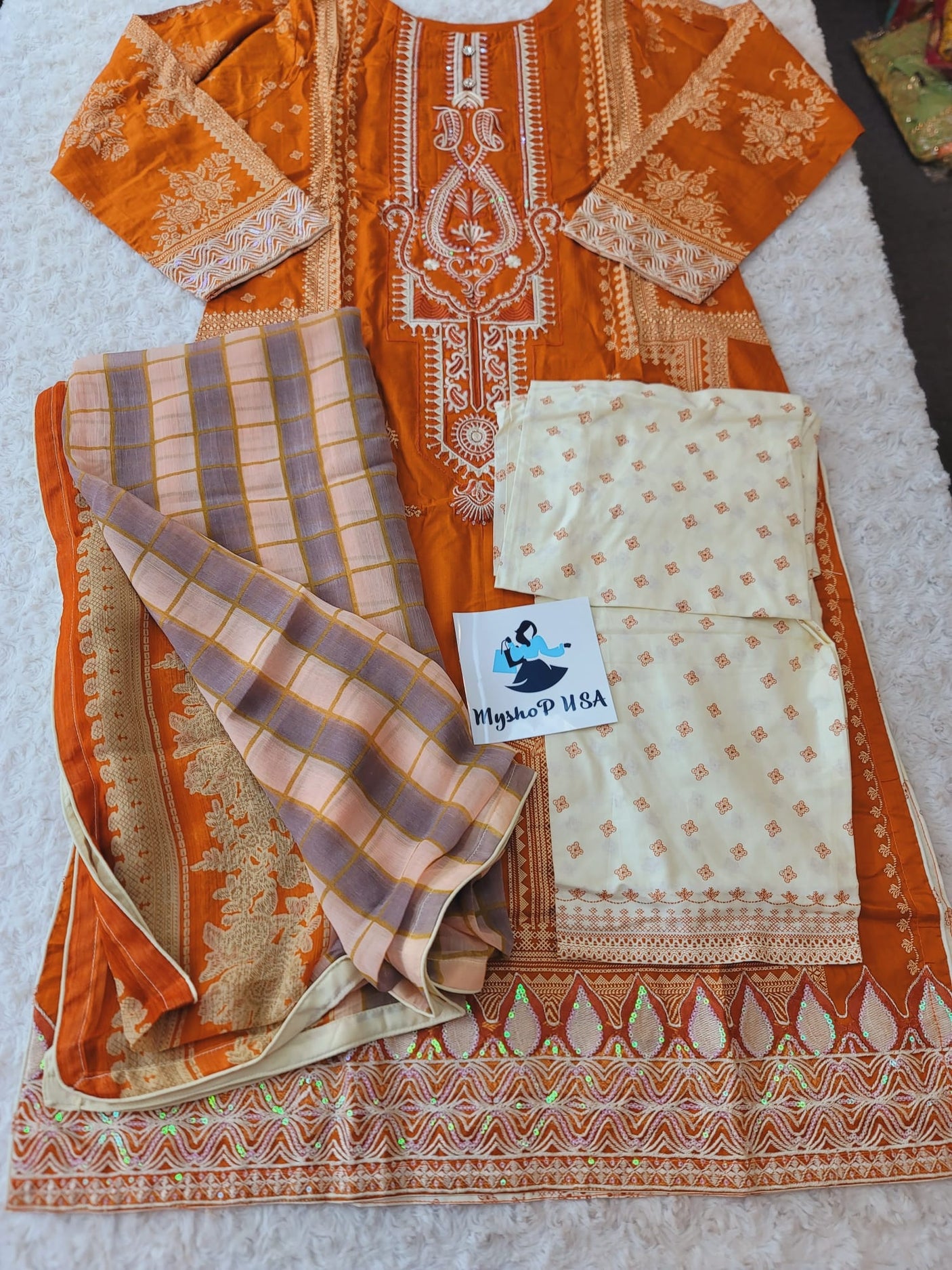 Pakistani Stitched lawn Embroidered Salwar kameez ready to ship