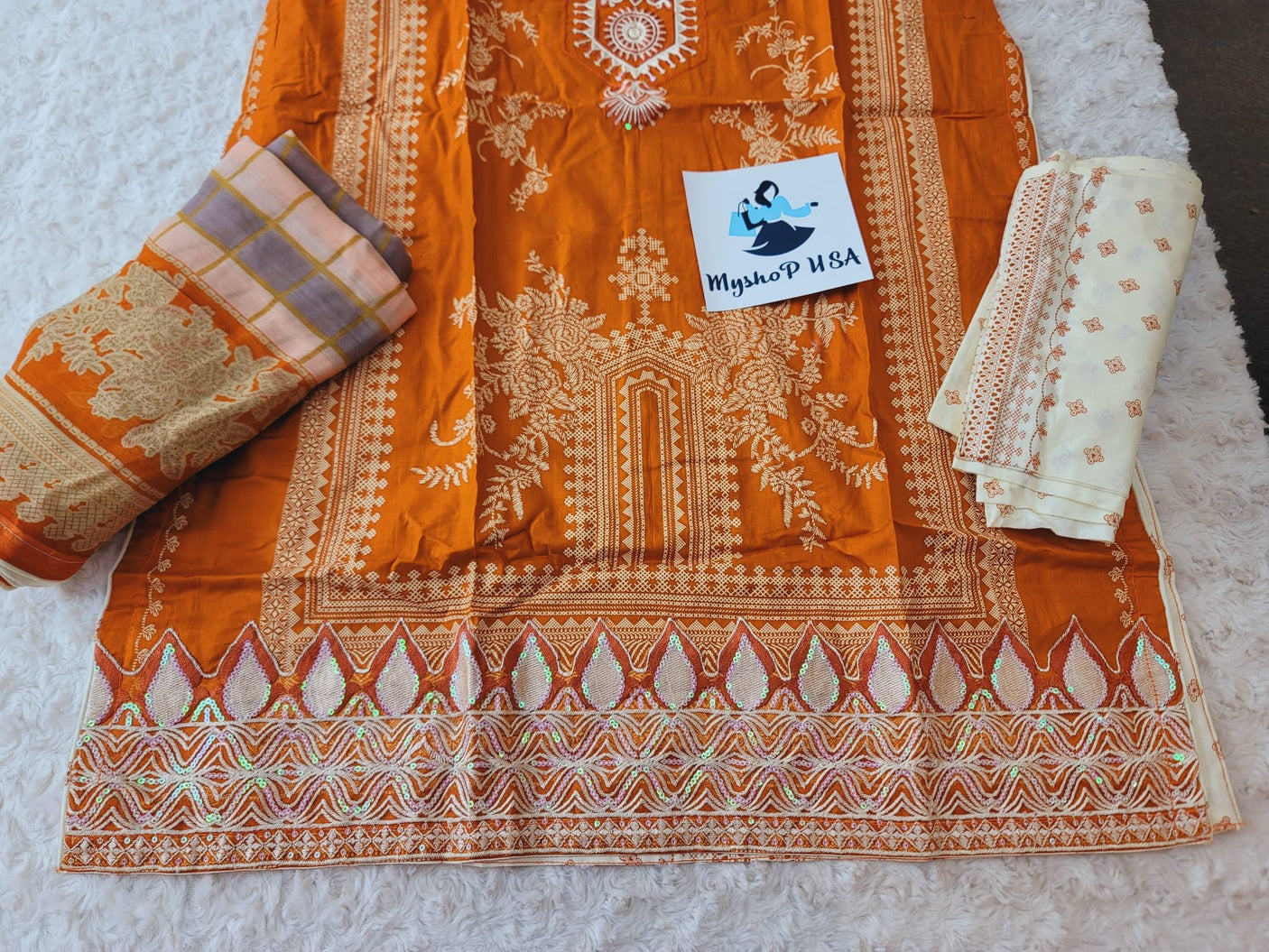 Pakistani Stitched lawn Embroidered Salwar kameez ready to ship