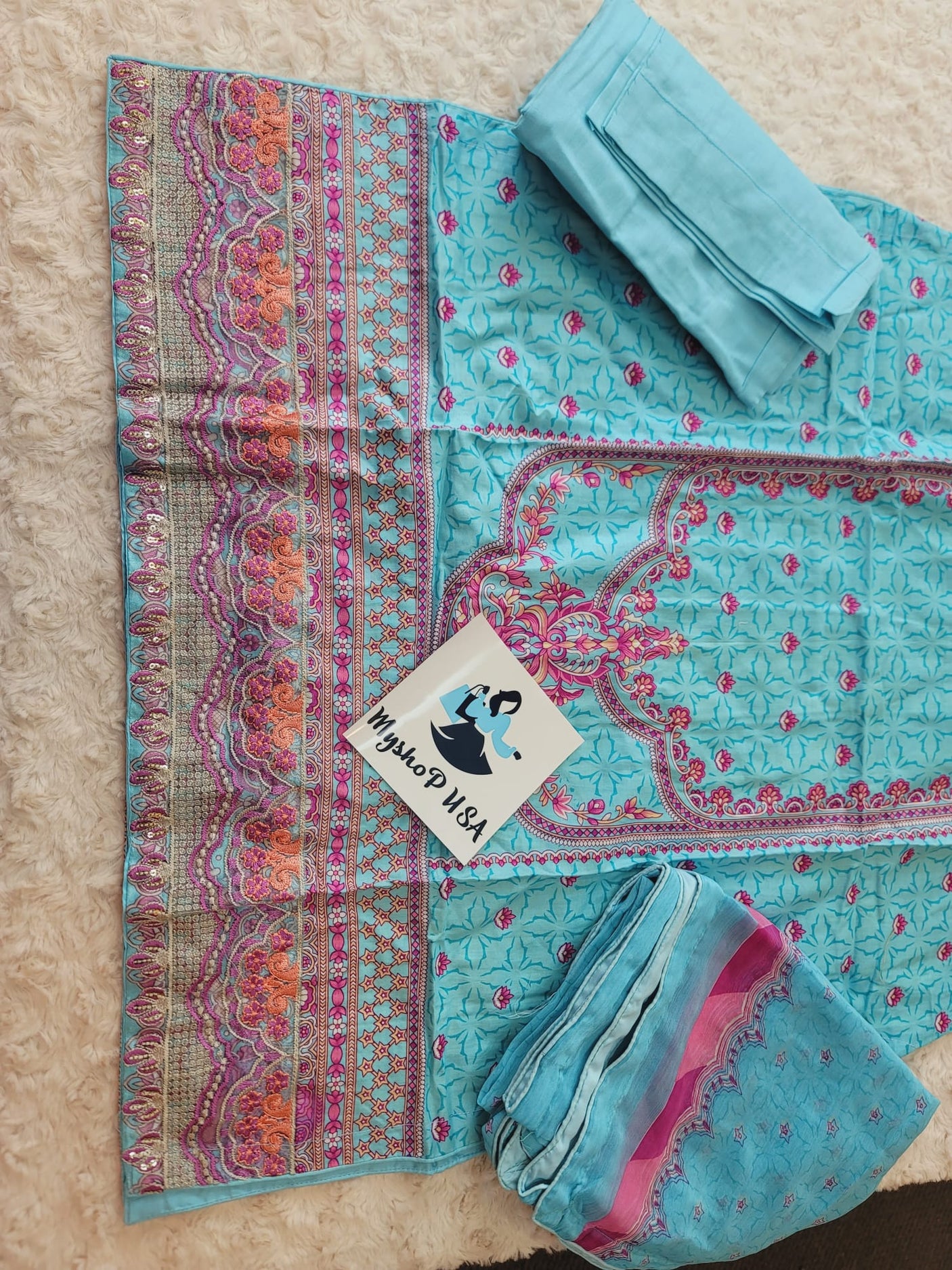 Pakistani Stitched lawn Embroidered Salwar kameez ready to ship