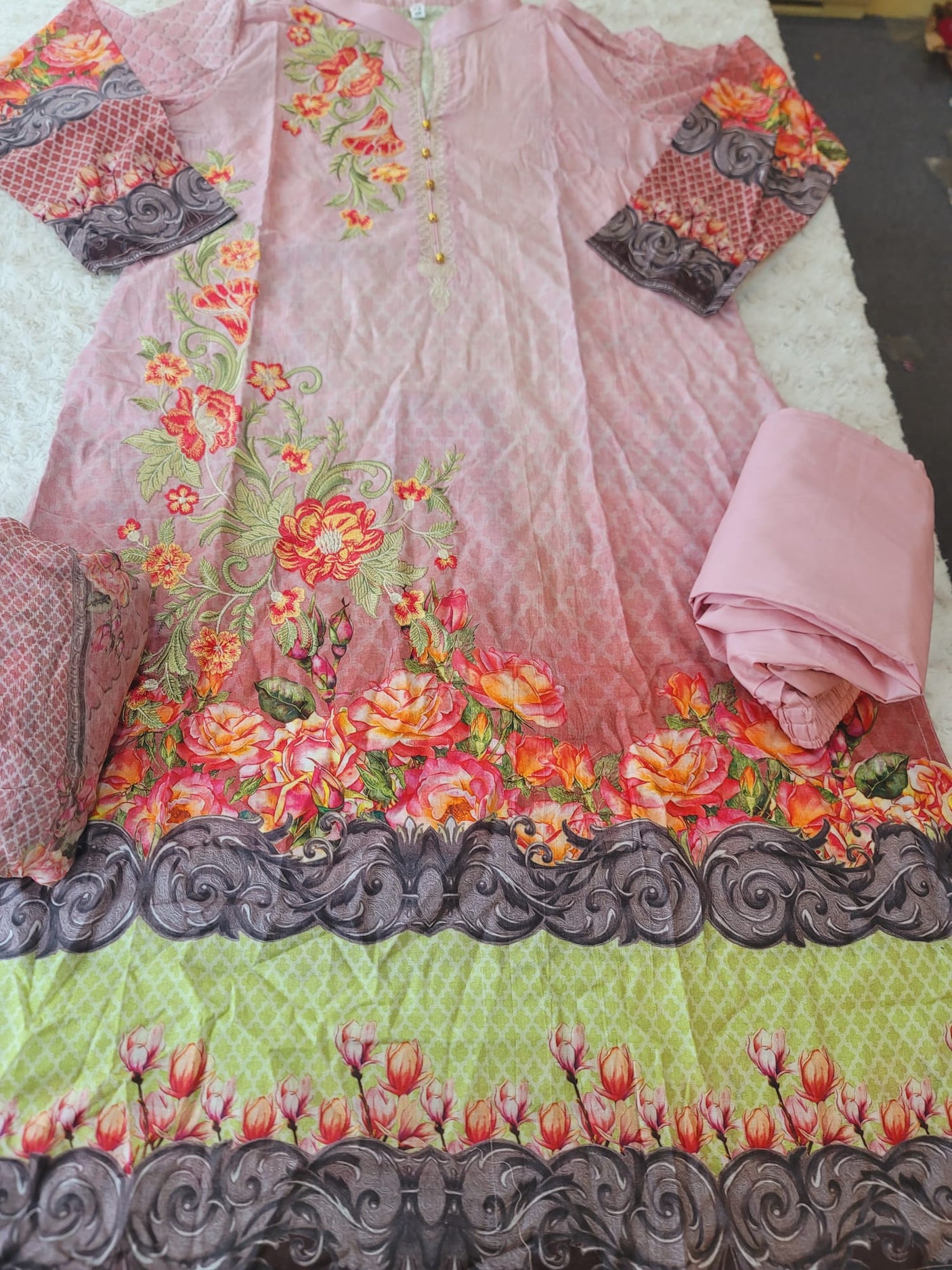 Pakistani Stitched Embroidery Lawn Suit Ready To Ship