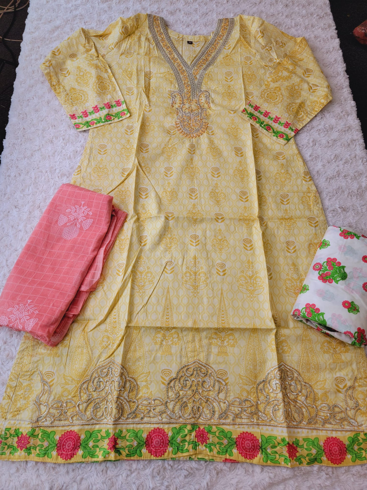 Indian Cotton Stitched Embroidery Suit Ready To Ship